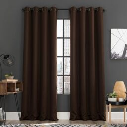 "Sun Zero Soho 2-Pack Energy Saving Noise Reducing Blackout Grommet Curtain Panel Pair, 54"" x 84"", Chocolate Brown"
