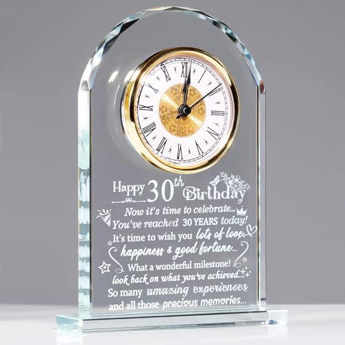 Ornalrist Happy 30th Birthday Quartz Clock Gift for Women & Men, 30th Birthday Present for Her, Him, Daughter, Sister - 30 Year Old Birthday Blessing Home Decor