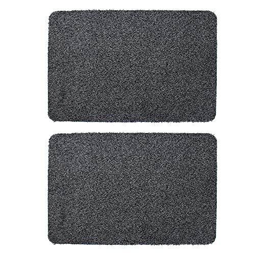 JVL Tanami Machine Washable Doormat, 50x75cm, Charcoal, Pack of 2