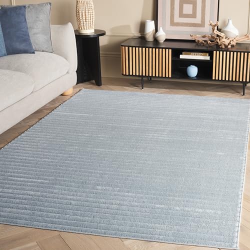 SAFAVIEH Selena Collection Modern Rug for Living Room, Dining Room, Bedroom, Short Pile, Blue, 160 x 229 cm