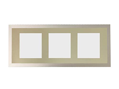FRAMES BY POST H7 Silver Picture Photo Frame with Light Grey 7 x 5 Inch Three Aperture Long Mount