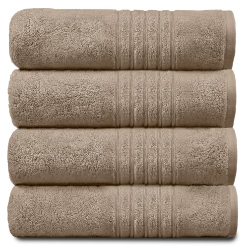 Gaveno Cavailia 100% Cotton Thick Absorbent 450 GSM Hampton Hand Towel [ Pack of 4-Natural (50x80 cm)