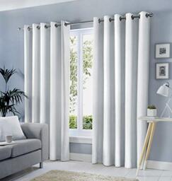 "Fusion Sorbonne White Thermal Eyelet Curtains – W66 x L72"" (168 x 183cm) – 2 Panels – 100% Cotton – Light Filtering Drapes for Bedroom, Living Room & Doors – Soft Neutral Curtains – Machine Washable"