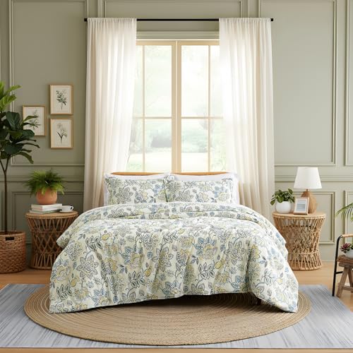Southshore Fine Living, Inc. Floral Duvet Cover Twin/Twin XL Set - Premium Quality Microfiber Twin/Twin XL Bedding Sets, Easy Care - 1 Twin Duvet Cover, 1 Sham - Wanderlust Cream