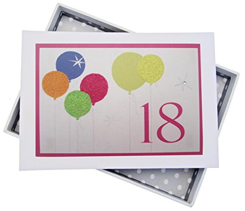 White Cotton Cards 18th Birthday, Mini Photo Album, Neon Glitter Balloons
