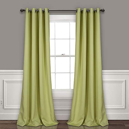"Lush Decor Insulated Grommet Blackout Window Curtain Panels, Pair, 52"" W x 84"" L, Sage - Classic Modern Design - Chic Window Decor - Long Curtains For Living Room, Bedroom, Or Dining Room"