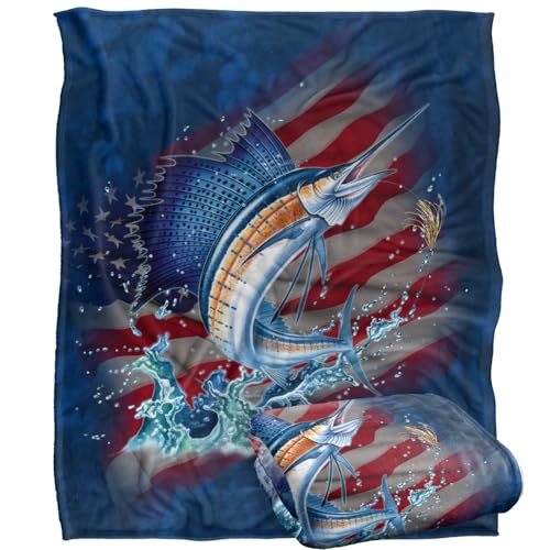 Jq Licensing Patriotic Sailfish Fishing American Flag Silky Touch Super Soft Throw Blanket 152 X 127 Cm