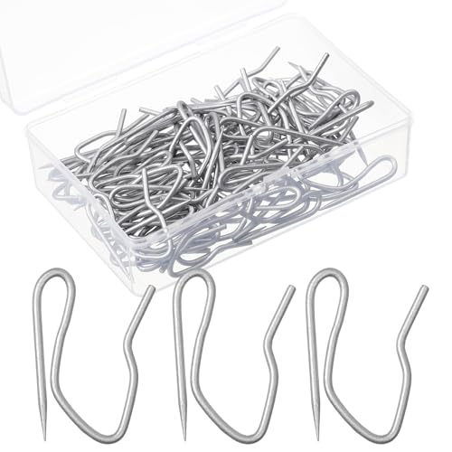 Outus 58 Pack Metal Curtain Hooks Pin On Drapery Hooks 1.2 x 1 Inch for Window,Door,Shower Curtain(Matt Silver)