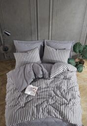 Nuit Des Rêves Double Quilt Cover Set (200 x 200 cm), Black, 70% Cotton/30% Polyester, 2 Pillowcases (80 x 80 cm), Machine Washable, Elegant Button Closure
