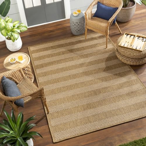 Livabliss Bahati Indoor Outdoor Rug, Living Room – 120x170 cm, Tan & Brown