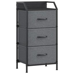 Feonase 3-Drawer Chest of Drawers with Metal Frame & Top Back Shelf – Modern Fabric Storage Cabinet for Bedroom, Living Room, Small Spaces (40x30x78cm, Deep Grey)