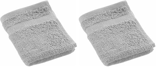 Douceur d'Intérieur, Elegance Perle Guest Towel (30 x 50 cm) 100% Cotton Plain (Pack of 2)