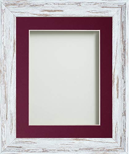 Frame Company Lynton Driftwood Photo Frame with Plum Mount, 9x7 for 6x4 inch, fitted with perspex