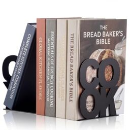 Hotop Metal Cookbook Bookends (Black, 2 Pack, 14 x 13 x 12.5 cm, Powder Coated)