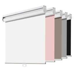 "Joydeco Blackout Cordless Roller Shade White Fabric Mini Blinds & Shades for Windows 28 Inch Wide Home Darkening (28"" Wx75 H)"