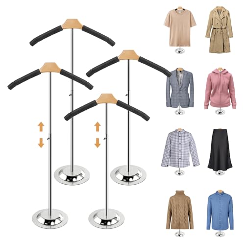 Fumingpal 20-35 Inch Height Adjustable Shirt Display Stand, T Shirt Display Stand for Vendors, Mannequin Torso for Clothing Dress Garment Coat Retail (Black, 4 Pcs)