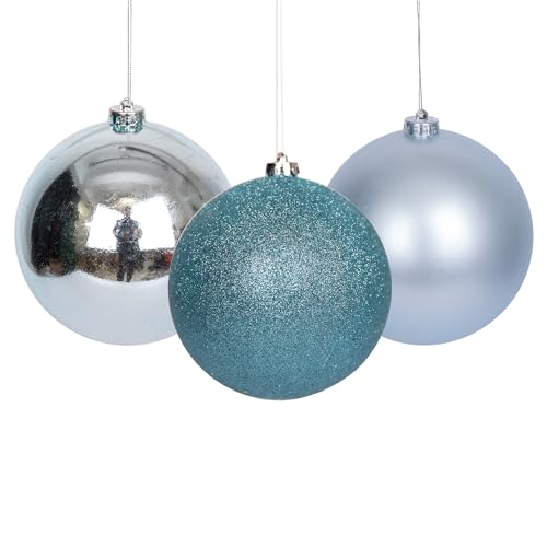 15cm/3Pcs Christmas Baubles Shatterproof Light Blue, Christmas Tree Decorations Ball Ornaments Balls Xmas Hanging Decorations Holiday Decor - Shiny,Matte,Glitter