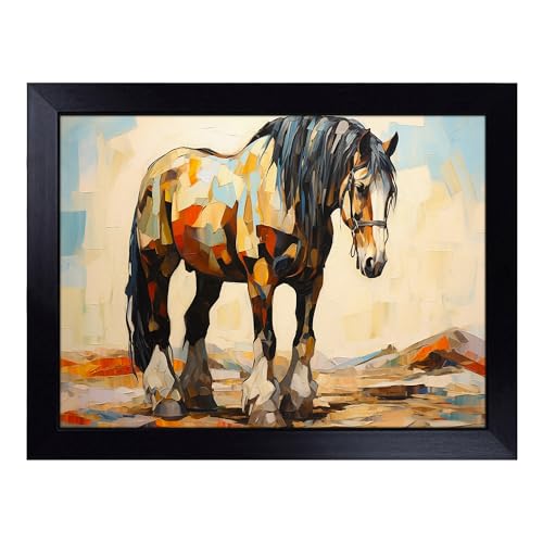 Lap Tray with Bean Bag Cushion, Shire Horse Abstract - Handmade in the UK, Raised Wooden Edge, Padded Cushion, Heat-Resistant Wipe-Clean Surface, for Meals, Laptops and Crafts