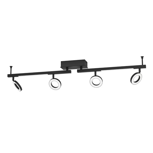Eglo LED Spotlight bar Cardillio 2, Ceiling Light Fitting with 4 Adjustable spot Lights, Living Room lamp Made of Plastic and Black Metal, Track Lighting, Warm White