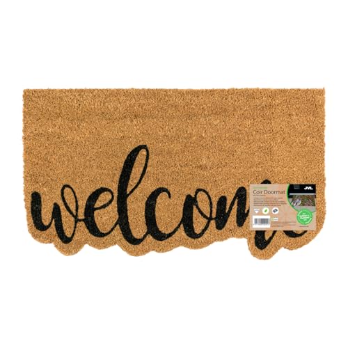 JVL Eco-Friendly Latex Backed Coir Entrance Doormat, 40x70cm - Shaped Welcome
