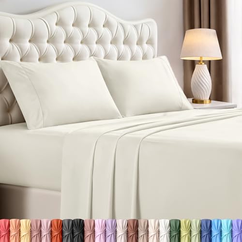 Utopia Bedding King Sheets - 4 Piece Bedding - Brushed Microfiber - Shrinkage and Fade Resistant - Easy Care (King, Ivory)