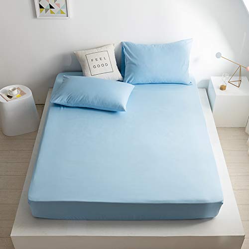 Good Nite Super King Fitted Sheet Bed Sheets 25CM Extra Deep Pocket Soft and Breathable Fitted Bedding Sheets (Blue, Super King)