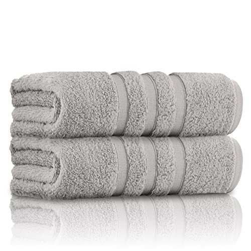 GC GAVENO CAVAILIA 100% Ringspun Cotton Bath Towels, Luxury 550 GSM Zero Twist Towel Sheets, Silver, 70x120 Bath Towel