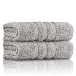 GC GAVENO CAVAILIA 100% Ringspun Cotton Bath Towels, Luxury 550 GSM Zero Twist Towel Sheets, Silver, 70x120 Bath Towel
