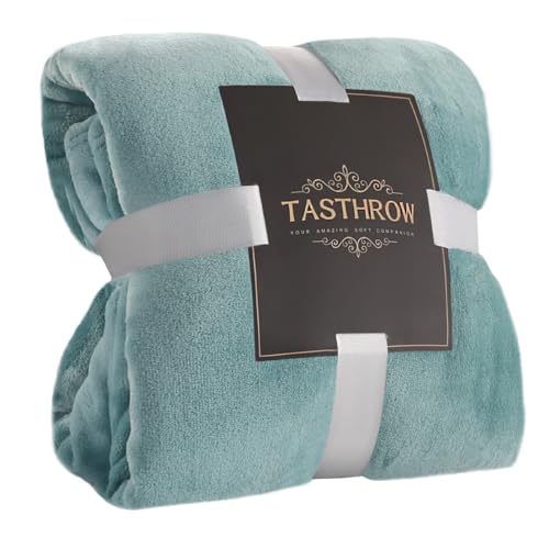 TASTHROW Large Flannel Fleece Throw Blanket, 60??80 Inch - Cozy Lightweight Thick Blanket - All Seasons Suitable for Women, Men and Kids (Bluishgreen)