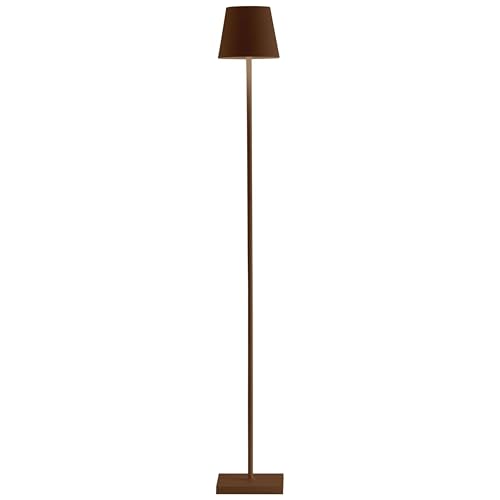 Zafferano, Poldina L Lamp, Rechargeable Cordless Floor Lamp with Touch Controls, Suitable for Interior and Outdoor, Dimmer, 2200-3000 K, Adjustable Height 52-122 cm, Corten Colour