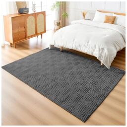 GC GAVENO CAVAILIA Faux Fur Fleece Area Rugs, Living Room Large 160x230 Cm - Fluffy Rug For Bedroom, Dining Room, Office Anti Slip - Carpet Floor Mat Runners Washable Outdoor Rug, Charcoal