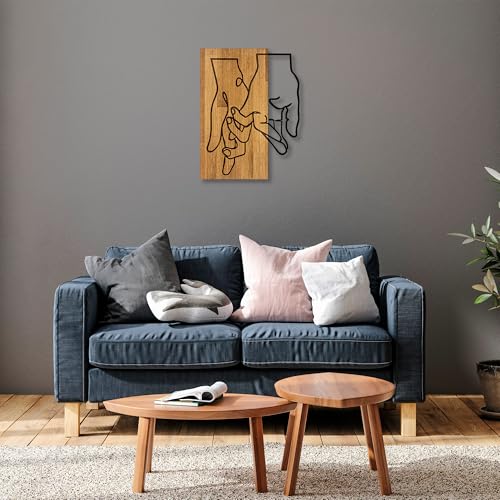 Elegant Decorative Wooden Wall Accessory, 45 x 58 cm, 50% Real Wood (3 cm) & Metal (1.5 mm), Unique Walnut & Black Finish, Perfect for Home Décor
