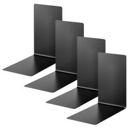 Alco-Albert 4301-11-4 Metal Bookends, Set of 4, Black, 14 x 14 x 8.5 cm, for School, Office and Home