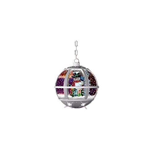 "Renaissance 2000 Inc 12""x12""x12"" Silver Hanging Snowman Snow Globe Lamp, 12 by 12 by 12"", Multi"