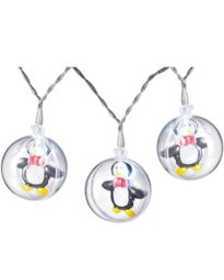 WeRChristmas Bauble LED String Lights with Penguins, Multi-Colour, 5cm