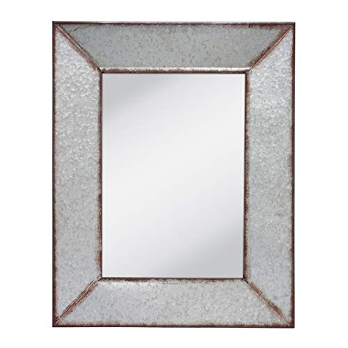 "Stonebriar Rustic 28"" x 22"" Rectangle Galvanized Metal Frame Hanging Wall Mirror"