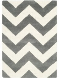 Safavieh Contemporary Indoor Hand Tufted Rectangle Area Rug, Chatham Collection, CHT715, in Dark Grey / Ivory, 122 X 183 cm for Living Room, Bedroom or Any Indoor Space