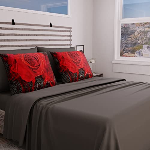 PETTI Artigiani Italiani - Complete Bed Set, Double Sheets, Je T'Aime Sheets, Double Bed Set, Printed on Pillowcases Only 100% Made in Italy