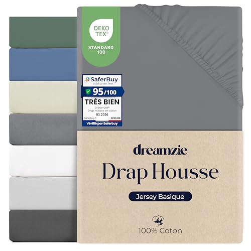 Dreamzie Fitted Sheet 70 x 200 cm, Cotton, Elastic, Oeko-Tex, Anthracite - Breathable cotton???Elastic & Oeko-Tex???Price accessible???12 colors???Machine washable