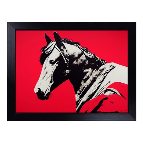 Lap Tray with Bean Bag Cushion, Illuminated Horse - Handmade in the UK, Raised Wooden Edge, Padded Cushion, Heat-Resistant Wipe-Clean Surface, for Meals, Laptops and Crafts