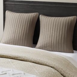 "INK+IVY Sofa Pillow Sham, Cotton, Quilted Taupe, 26"" x 26"""