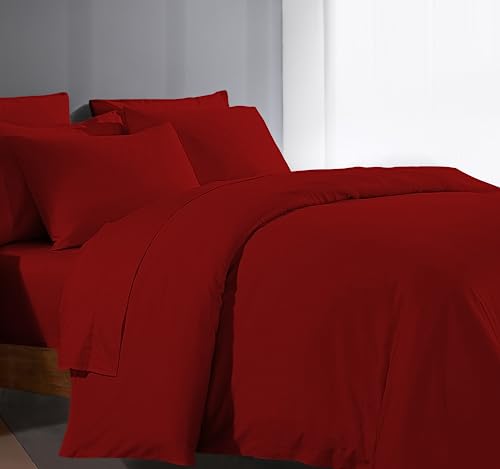 100% Egyptian Cotton 1000 Series Duvet Cover Queen Size - Burgundy - High Thread Count Luxury 3 Piece Duvet Cover Set with Zipper All Season Silky Soft & Durable Queen Duvet Cover