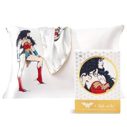 Kitsch Wonder Woman Satin Pillowcase with Zipper - Softer Than Silk, Cooling Pillow Case Covers - Standard Size (Believe in Wonder, 1 Pack)