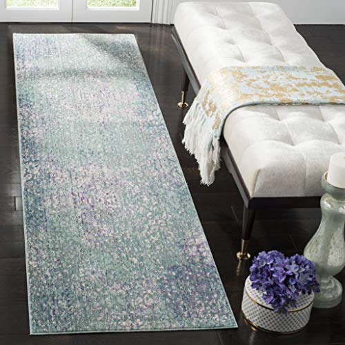 Safavieh Metro-Mod Indoor Woven Runner Area Rug, Mystique Collection, MYS977, in Blue / Multi, 69 X 244 cm for Living Room, Bedroom or Any Indoor Space