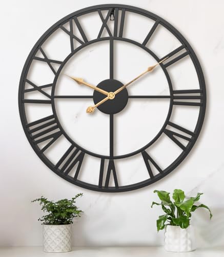 Pytha Sight Large Wall Clocks for Living Room Modern,Decorative Skeleton Roman Numerals Wall Clock for Kitchen,Office,Bedroom and Dinng Room