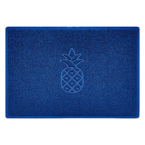 Nicoman Pineapple Embossed Shape Door Mat Dirt-Trapper Washable Barrier Doormat-(Use Indoor or Sheltered Outdoor)-(90x60cm/3x2ft,Large) Blue