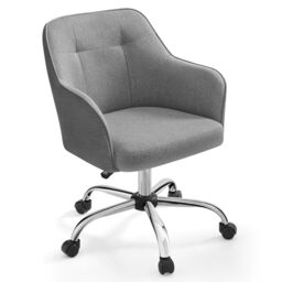 SONGMICS Swivel Desk Chair, Adjustable Height, Armrests, 110 kg Load Capacity, Cotton-Linen Fabric, for Home Office, Study, Bedroom, Dove Grey OBG019G11