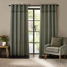 Catherine Lansfield Melville 46x72 Inch Lined Eyelet Curtains Two Panels Green