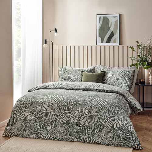 furn. Hoem Nola Abstract Geometric Duvet Cover Set, Olive