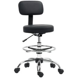 HOMCOM Drafting Chair, Office Chair, Backrest, Adjustable Footrest, Black
